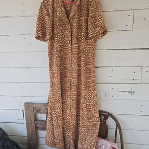 Leslie Fay Dresses Brown Patterned Women's Dress 14
